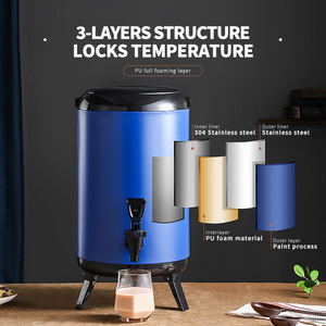 Equipo de té de la leche de burbujas de cocina de acero inoxidable para mantener el calor y el frío, dispensador de bebidas con aislamiento de barril de té de la leche con grifo - Product Image 3