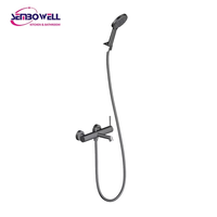 Colonne de douche en acier inoxydable, robinet chaud et froid, robinets de baignoire et de douche, système de douche de baignoire multifonctionnel exposé avec tuyau de douche