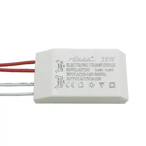 Transformator Elektronik 220V, AC220V-240V 20W Ke AC 12V Catu Daya untuk Lampu Kuarsa Manik-manik Lampu Kristal Halogen G4