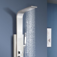 Panneau de douche mural en acier inoxydable à double poignée Ensemble de colonne cascade avec tour et jet de massage Panneau de douche pour salle de bain