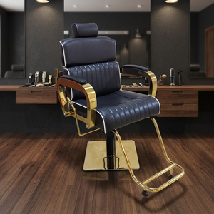 Sillón de Barbería Hidráulico Retro 360 °   Sillón de Barbería Reclinable y Giratorio con Reposapiés para Peluquería - Product Image 4