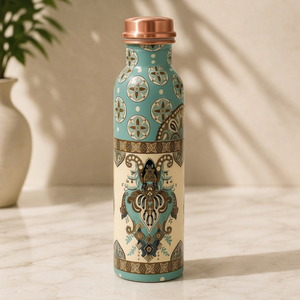 Bouteille d'eau en cuivre pur imprimée, idéale pour les cadeaux, l'hôtellerie, la vente au détail et les marchés de gros, cette bouteille de qualité export. - Product Image 1