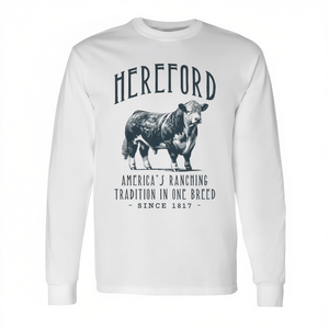 Camiseta de manga larga Hereford Cattle con diseño vintage de ganado - Product Image 2