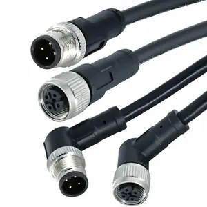 Cable eléctrico redondo impermeable IP68, 2 pines, 3 pines, 2, 3, 4, 5, 8 pines, conector M12