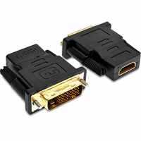 Adaptateur DVI vers HDMI mâle vers femelle plaqué or, convertisseur vidéo 1080P pour ordinateur portable, moniteur, téléviseur, projecteur