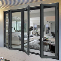 Porte pliante multi-panneaux en aluminium à rupture de pont thermique, fournie directement par l'usine, pour projets hôteliers et immobiliers