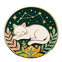Badge métallique personnalisé en émail souple pour constellations, étoiles, feuilles, paillettes, impression UV, moulage 3D, or, souvenir, anniversaire