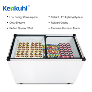 Kenkuhl <span class=keywords><strong>Ice</strong></span> <span class=keywords><strong>Cream</strong></span> hiển thị tủ đông với Flat Glass Top thực phẩm đông lạnh Showcase Tủ đông thương mại siêu thị - Product Image 4