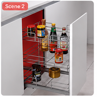 TKK Étagère à Épices Coulissante Personnalisée en Acier Inoxydable, Panier de Rangement Simple pour Armoire de Cuisine, 3 Niveaux