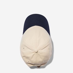 Casquette de baseball 6 panneaux en coton bicolore blanc et bleu avec visière incurvée, style vintage, sportive et formelle, motif nœuds - Product Image 5
