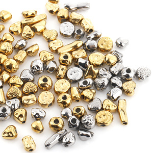 Perles en acier inoxydable plaqué or 5 mm, perles d'espacement irrégulières pour bracelets DIY, perles en vrac - Product Image 3