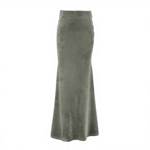 Wholesale High Waist Mermaid Floor-Length Skirt Women Solid Color Satin Tight Fit Elegant Style All Seasons Wear - Product Image 3