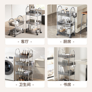 HeDou <b>Storage</b> <b>Cart</b> Stainless Steel 3 Tier Movable Kitchen Organizer Indoor Use - Product Image 4