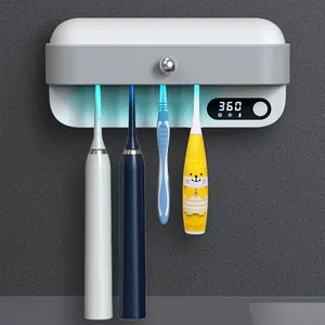 Newest Wall Mounted UVC Brush Sterilizer With Timer Dryer Rechargeable Cordless Bathroom Sterilization Toothbrush Holder