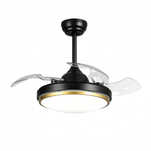 Ventilateur de plafond moderne à 3 pales avec éclairage LED, télécommande, 32-48 pouces, montage sur tige, métal blanc, salon, 6 vitesses, silencieux, à intensité variable - Product Image 3