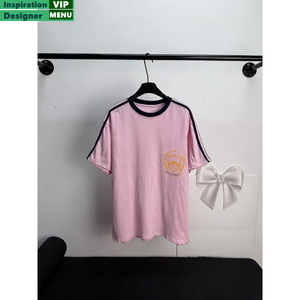 T-shirt basique uni à manches courtes et col rond en coton 100 % avec bordure noire contrastante pour <span class=keywords><strong>femme</strong></span>, idéal pour le quotidien – Vente en gros de hauts pour femmes - Product Image 2