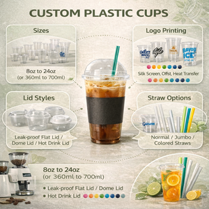 Gobelets jetables en PET sans BPA avec logo personnalisé imprimé UV, 8-20 oz, diamètre 90 mm, transparents givrés, pour événements de mariage, certifiés ISO9001 - Product Image 3