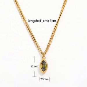 เครื่องประดับสั่งทำ ชุบทอง 18K จี้รูปตาประดับเพทายสีม่วงใสทรงมาร์คีส์ สร้อยคอโชคเกอร์ สแตนเลส ขายส่ง - Product Image 5