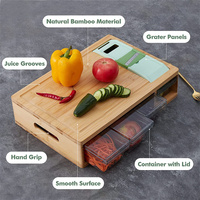 Ensemble de planches à découper en bambou avec 4 contenants, planche à découper en bois écologique sur mesure, planche à découper pour légumes de cuisine avec