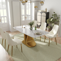 Table à manger rectangulaire en marbre pour 6 personnes, style moderne et luxueux, en pierre frittée, meubles de maison, livraison directe depuis les États-Unis, VOXHOME USA