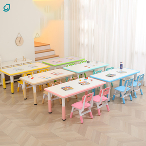 Ensemble <span class=keywords><strong>de</strong></span> table et chaises pour enfants bureau d'étude scolaire réglable en hauteur avec 4 sièges table et chaises pour tout-petits meubles <span class=keywords><strong>de</strong></span> garderie pour enfants - Product Image 1