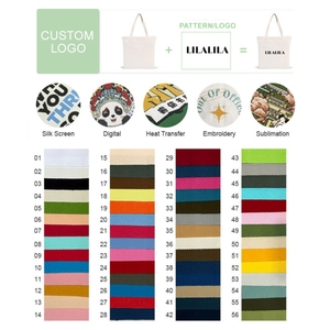 LILALILA Custom Logo Embroidered Cotton Canvas <strong>Tote</strong> <strong>Bag</strong> Organic Reusable Beach Shopping <strong>Bag</strong> with Handle - Product Image 5