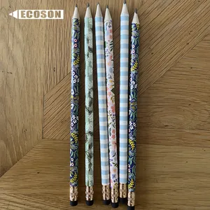 7.5 "HB Hexagonal Persionalize Customizable Colors Wooden HB Standard Pencils With Eraser Wholesale Custom Logo