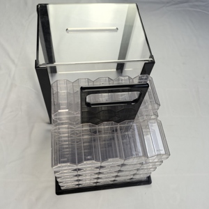 QinLong Factory Supply Bird Cage Carrier Case 1000ct <span class=keywords><strong>Jetons</strong></span> de <span class=keywords><strong>Poker</strong></span> en acrylique transparent avec 10 Set 40MM ABS Chip Box - Product Image 6
