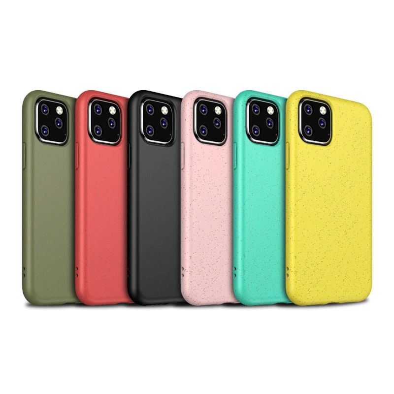Leadingplus OEM Wheat Straw Recycled Biodegradable Cell Mobile Phone Case Back Cover for iPhone 11 Pro X 6S 7 8 Plus