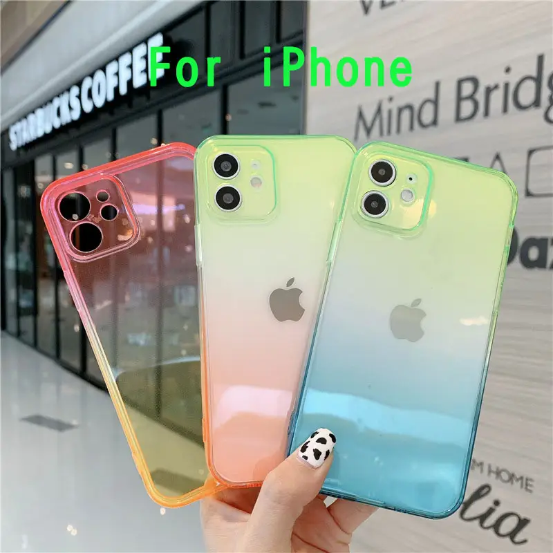 Gradient Silicone Soft Case For iPhone 11 12 Mini Pro Xs Max X Xr Ultra Thin Clear Case For iPhone 13 7 8 6s 6 Plus Cover