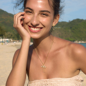 Coconut Tree Jewelry <b>Set</b> Stainless Steel Necklace <b>Bracelet</b> Earrings Women's Party Fashion Jewelry - Product Image 3