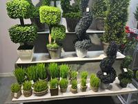 S031 arbre artificiel buis Triple boule topiaire arbre en pot moulé arbre Faux plante pour intérieur extérieur maison jardin décoration