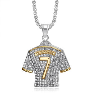 Collier pendentif maillot de football Hip Hop Mbappé n°7, en acier inoxydable, étanche et inaltérable, pour homme - Product Image 4