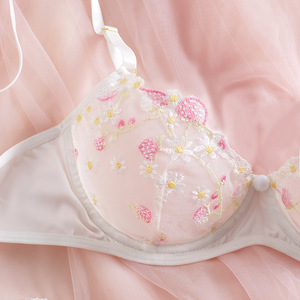 Ensemble de lingerie brodée florale très tendance, nouveau modèle transparent pour femmes, ensemble de sous-vêtements et de culottes - Product Image 3