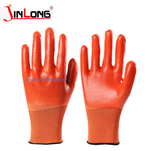 البرتقال قفازات من النيلون 13 مقياس تنفس المغلفة كامل pvc للماء قفازات من اللاتكس - Product Image 6