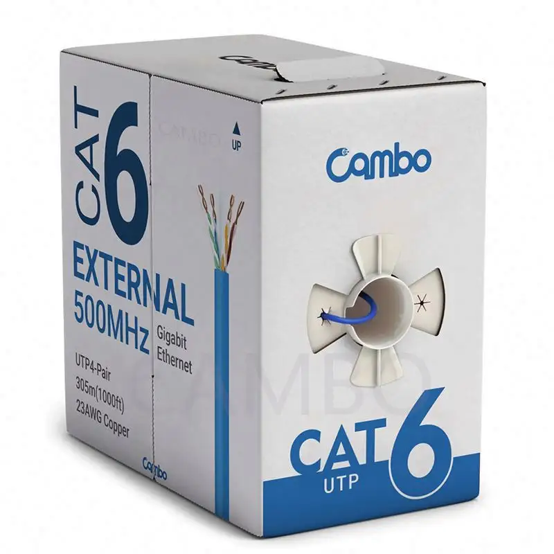 Alta Qualidade 305m Pull Box Lan Cabo UTP Cat 6 23AWG 24AWG Rede de Cabo cat6 ethernet cabo cat6