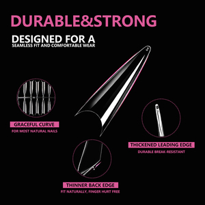 Faux ongles JIEYU PMMA/ABS en gros, faciles à retirer, transparents, longs, demi-couverture, faits à la main, à presser, professionnels, pour femmes - Product Image 3