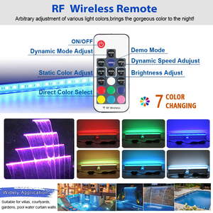 รีโมทคอนโทรลไร้สายสำหรับไฟ RGB รูปทรงสี่เหลี่ยมสำหรับสระว่ายน้ำ น้ำตก สระน้ำตกแบบเรียงซ้อน  ใบมีดน้ำตกอะคริลิคพร้อมไฟ LED - Product Image 5