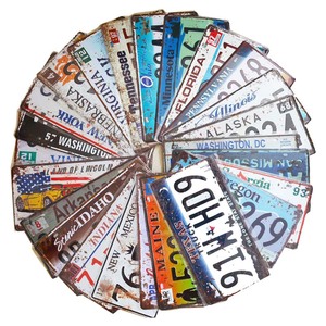 <span class=keywords><strong>Lot</strong></span> de 15/20/25/30 pièces d'étiquettes numérotées <span class=keywords><strong>vintage</strong></span> des États américains, plaques d'immatriculation en relief, entrepôt personnalisé, garage Man Cave - Product Image 1