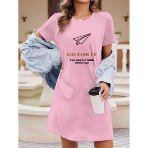 Vestito da donna MOVE MOVE STORY LIVE con stampa grafica, casual sportivo, girocollo, maniche corte, monopezzo, con elastico frontale in vita - Product Image 6