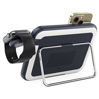 Station de charge sans fil 3 en 1, miroir de maquillage LED pliable, support de lumière nocturne, adapté pour téléphone 15W avec prise PD 30W