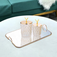 Plateau miroir en métal électroplaqué de luxe de style nordique, plateau de rangement pour table basse, pièce de décoration intérieure, verre de style américain