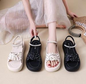 <span class=keywords><strong>Sandalias</strong></span> de Plataforma con Lazo de Puntos, Suela Gruesa y Alta, Frescas y Versátiles, Novedad de Verano - Product Image 3