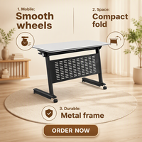 Table d'ordinateur pliable de style moderne en fer, bureau mobile pour l'école, bureau à domicile, table de conférence durable pour usage commercial