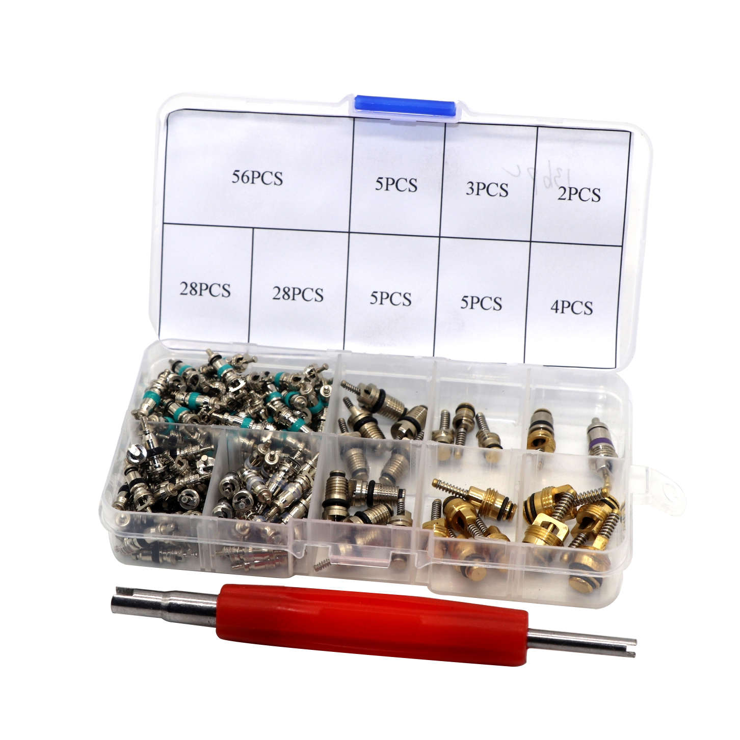 SYD-1118 137 pièces assortiment nickelé auto haute pression schrader voiture pneu noyau de tige de valve