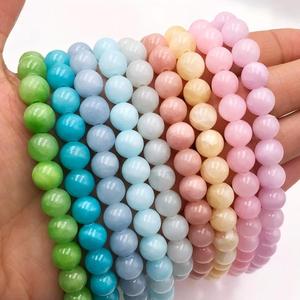 Cuentas de <span class=keywords><strong>Jade</strong></span> Multicolores, Cuentas Redondas Naturales de <span class=keywords><strong>Jade</strong></span> Teñido, Piedras Sueltas para Pulseras, Collares, Fabricación de Joyería DIY - Product Image 2