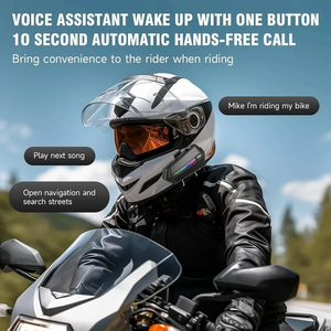 Casque de moto C5S avec accessoires, assistant vocal IA, étanche IP67, 40H de musique, connectivité Bluetooth pour 2 téléphones - Product Image 3