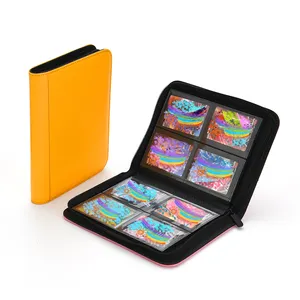 Custom Transparent Game Trading Card Binder 4 Pocket Card Sleeves Pu Leather Card Folder