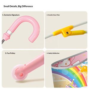 Paraguas Manual de Doble Capa con Mango Largo para Niños, con 6 Varillas, Diseño de Dibujos Animados, Características de Seguridad - Product Image 2