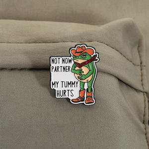 Pin de Esmalte de Rana Vaquera de Dibujos Animados, No Ahora, Mi Vientre Duele, Broche Divertido de Animal, Insignia de Solapa, Joyería, Regalo al por Mayor - Product Image 3